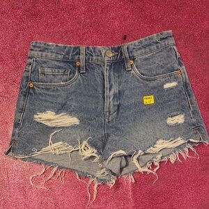 Blank NYC Blue Distressed Jean Shorts